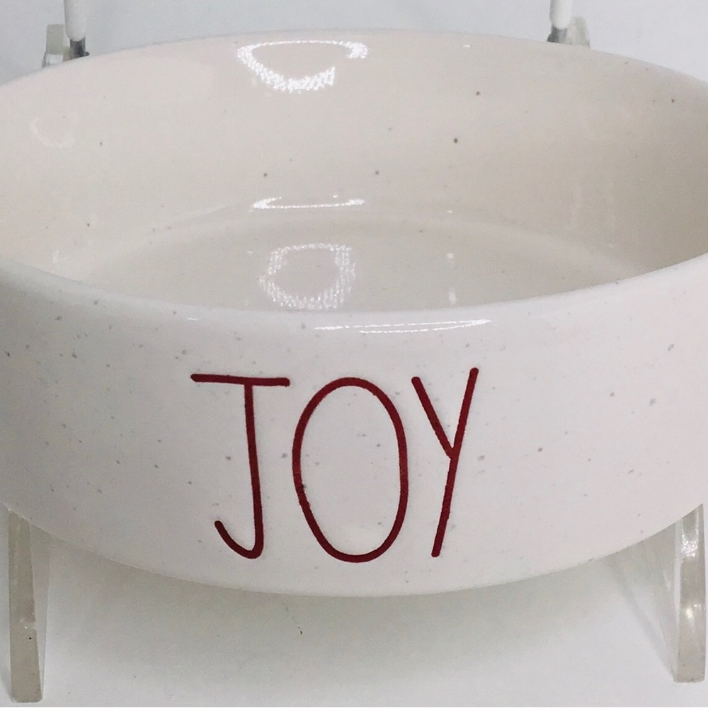 Rae Dunn Joy Red Cream Christmas 5" Ceramic Pet Bowl Dog Cat Food Water Gift New